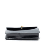 Shoulder Bag Vintage Flap Crossbody Black Smooth Calfskin Leather