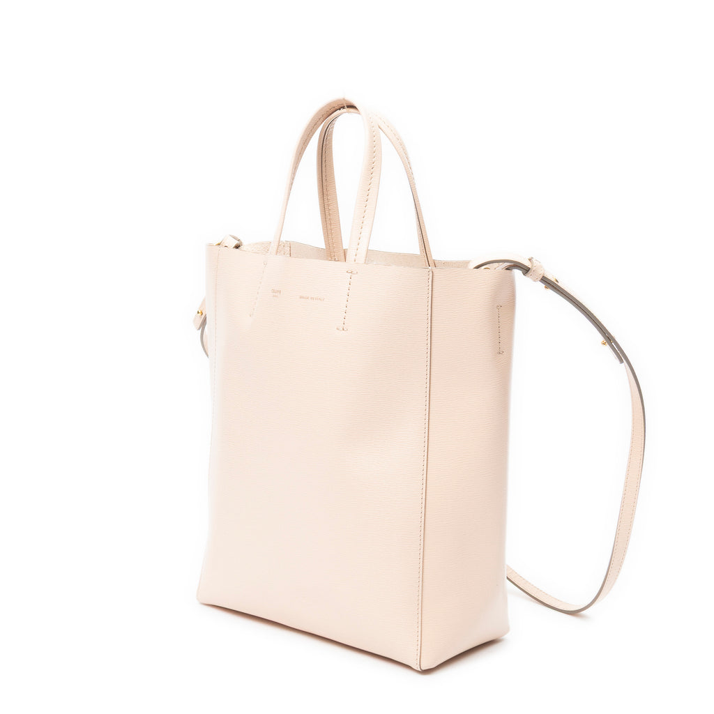 Shoulder Bag Vertical Cabas Tote Pink Grained Leather
