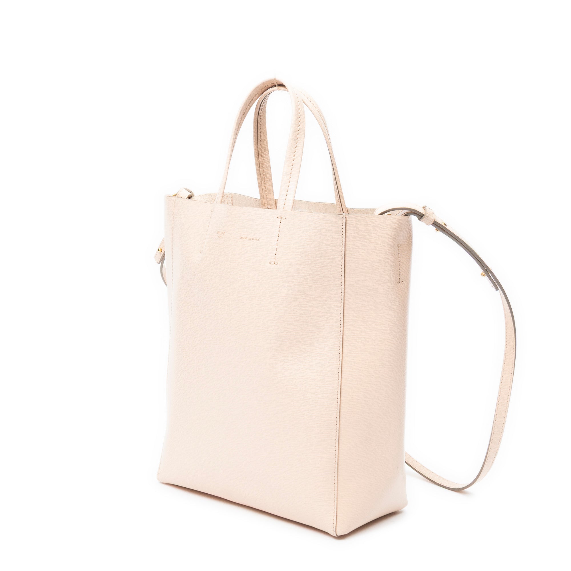 Shoulder Bag Vertical Cabas Tote Pink Grained Leather