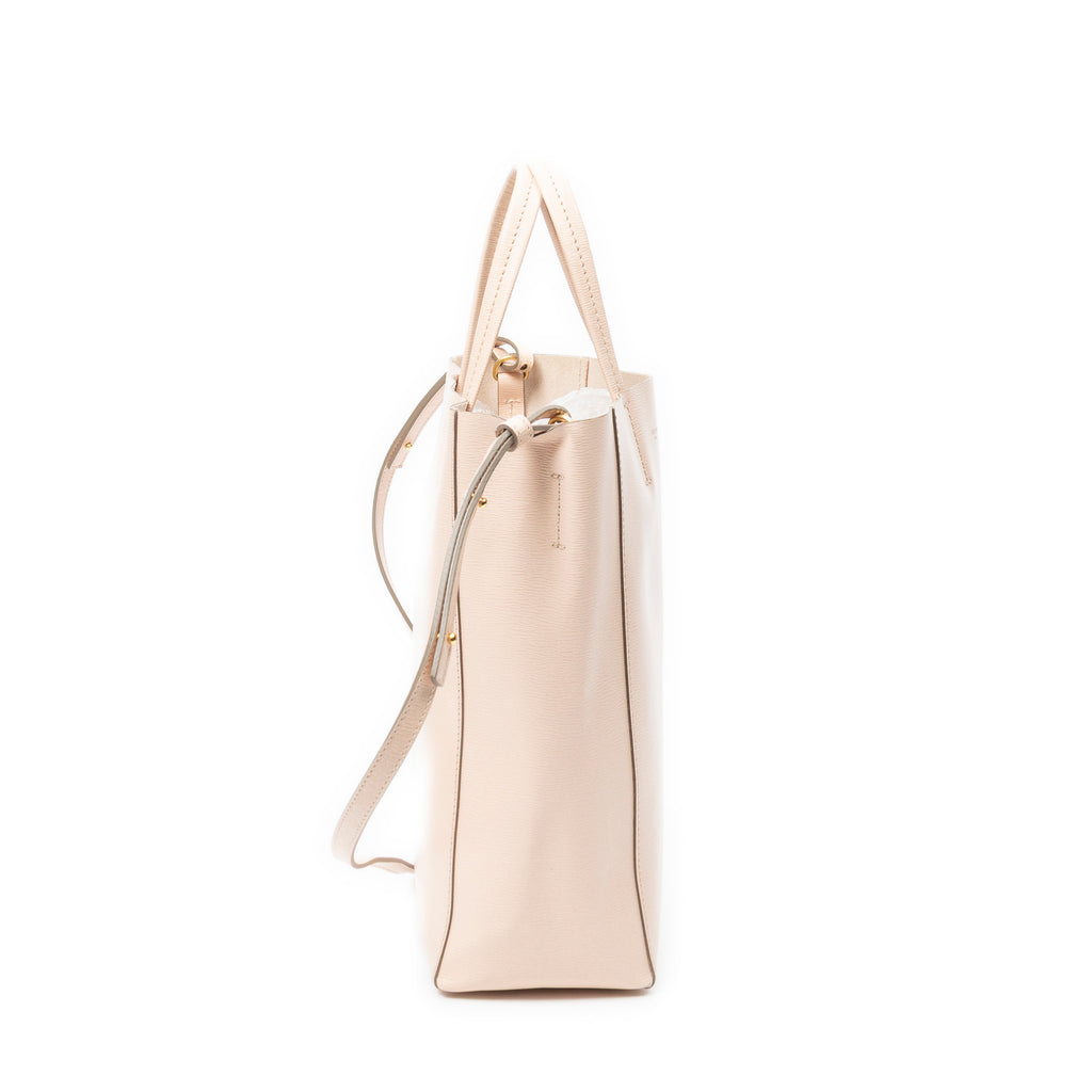 Shoulder Bag Vertical Cabas Tote Pink Grained Leather