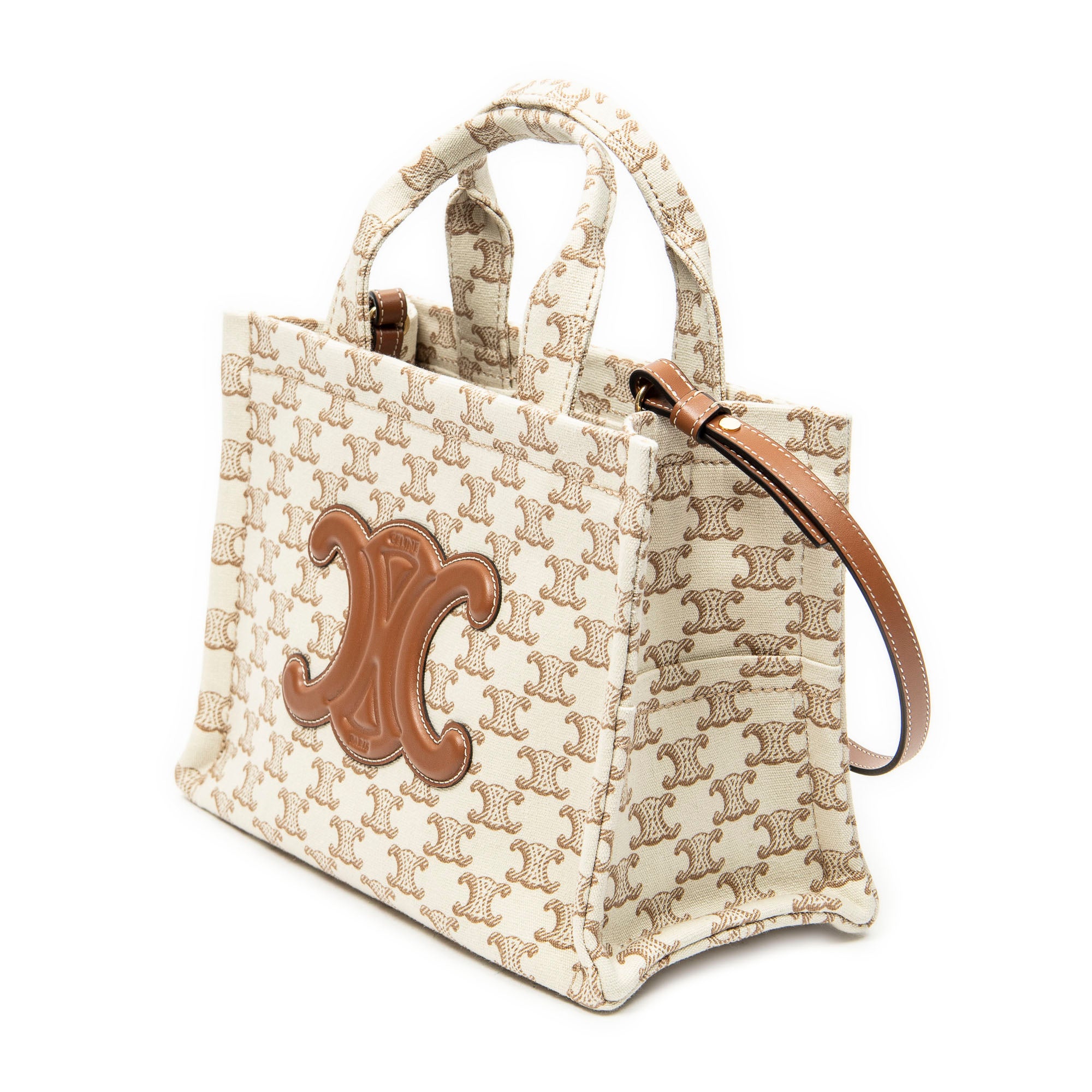 Shoulder Bag Small Cabas Thais Tote Beige Triomphe Canvas