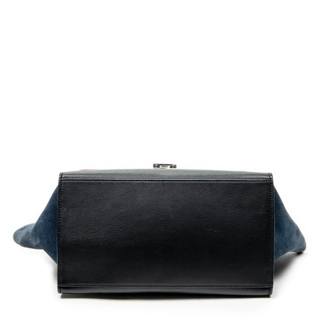 Shoulder Bag Small Tricolor Trapeze Taupe Smooth Leather