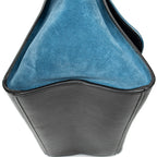 Shoulder Bag Small Bicolor Trapeze Blue Smooth Leather