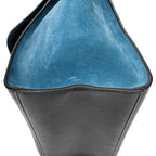 Shoulder Bag Small Bicolor Trapeze Blue Smooth Leather
