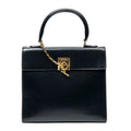 Shoulder Bag Vintage Top Handle Navy Smooth Leather