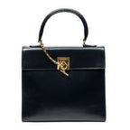 Shoulder Bag Vintage Top Handle Navy Smooth Leather