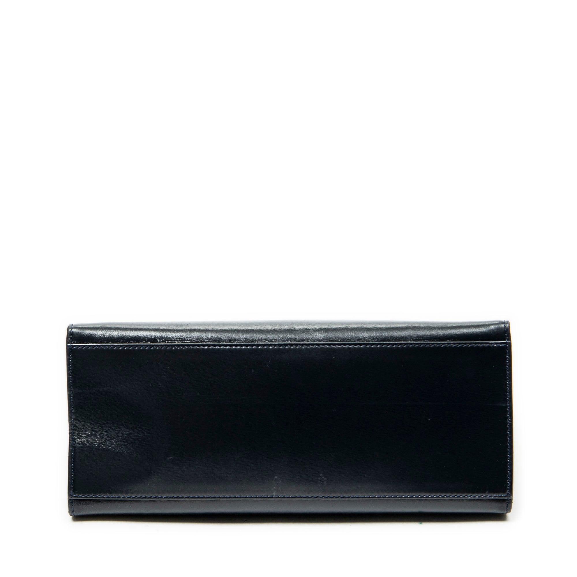Shoulder Bag Vintage Top Handle Navy Smooth Leather