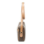Shoulder Bag Zip Crossbody Brown Macadam Coated Canvas