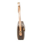 Shoulder Bag Zip Crossbody Brown Macadam Coated Canvas