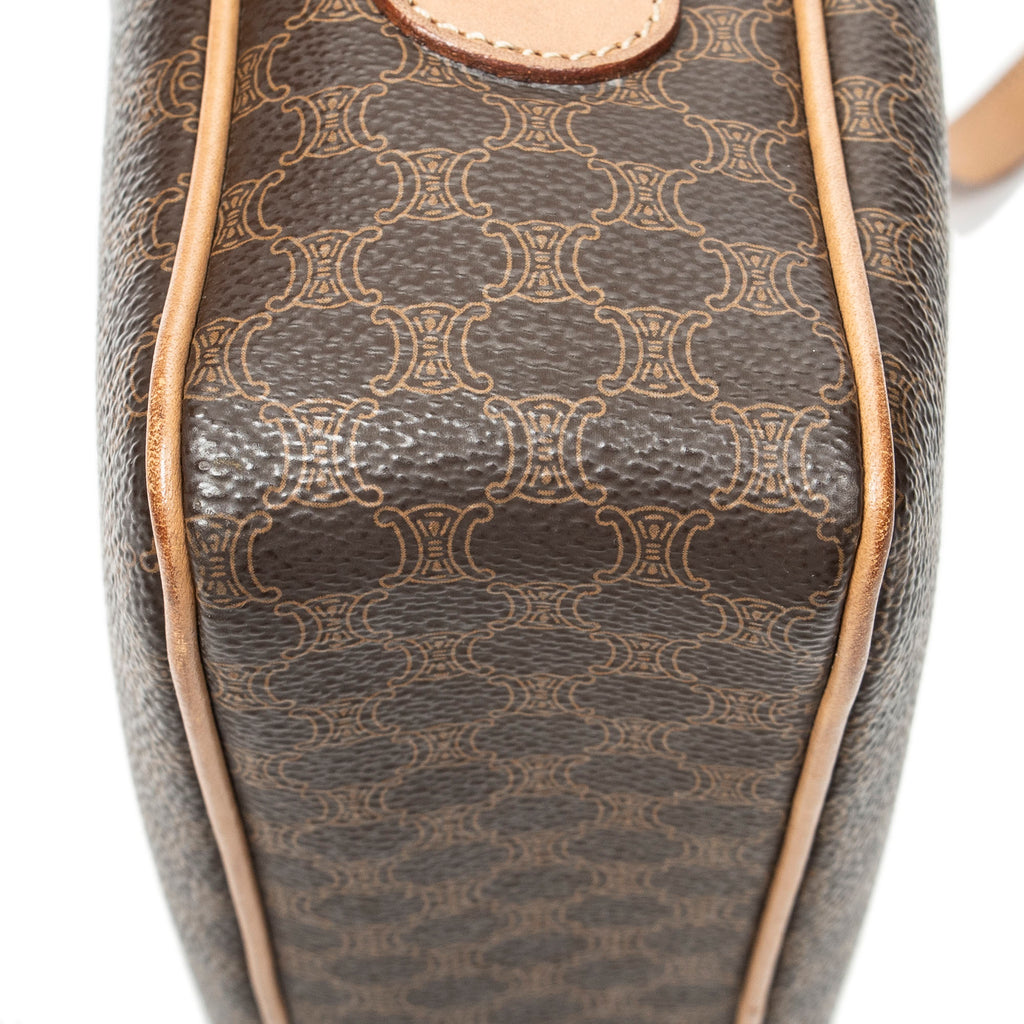 Shoulder Bag Zip Crossbody Brown Macadam Coated Canvas