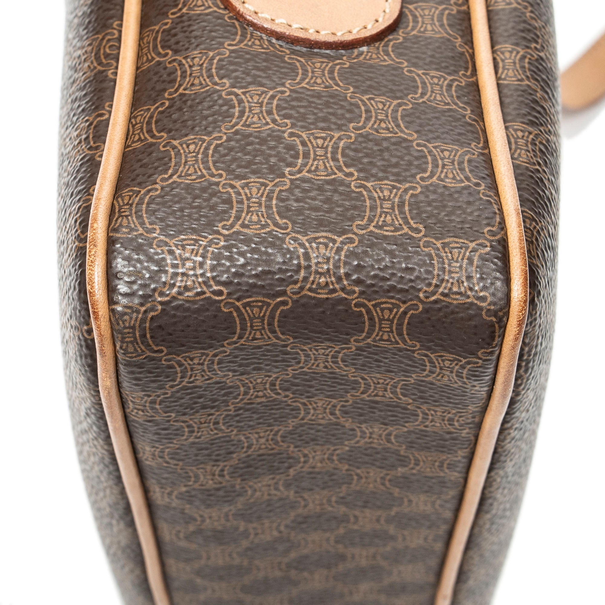 Shoulder Bag Zip Crossbody Brown Macadam Coated Canvas