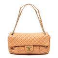 Shoulder Bag Coco Pleats Flap Tan Quilted Lambskin Leather