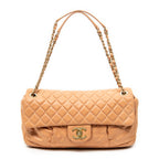 Shoulder Bag Coco Pleats Flap Tan Quilted Lambskin Leather