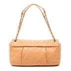 Shoulder Bag Coco Pleats Flap Tan Quilted Lambskin Leather
