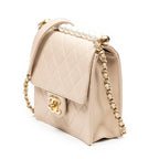 Shoulder Bag Mini Chic Pearls Flap Pink Quilted Lambskin Leather