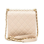 Shoulder Bag Mini Chic Pearls Flap Pink Quilted Lambskin Leather