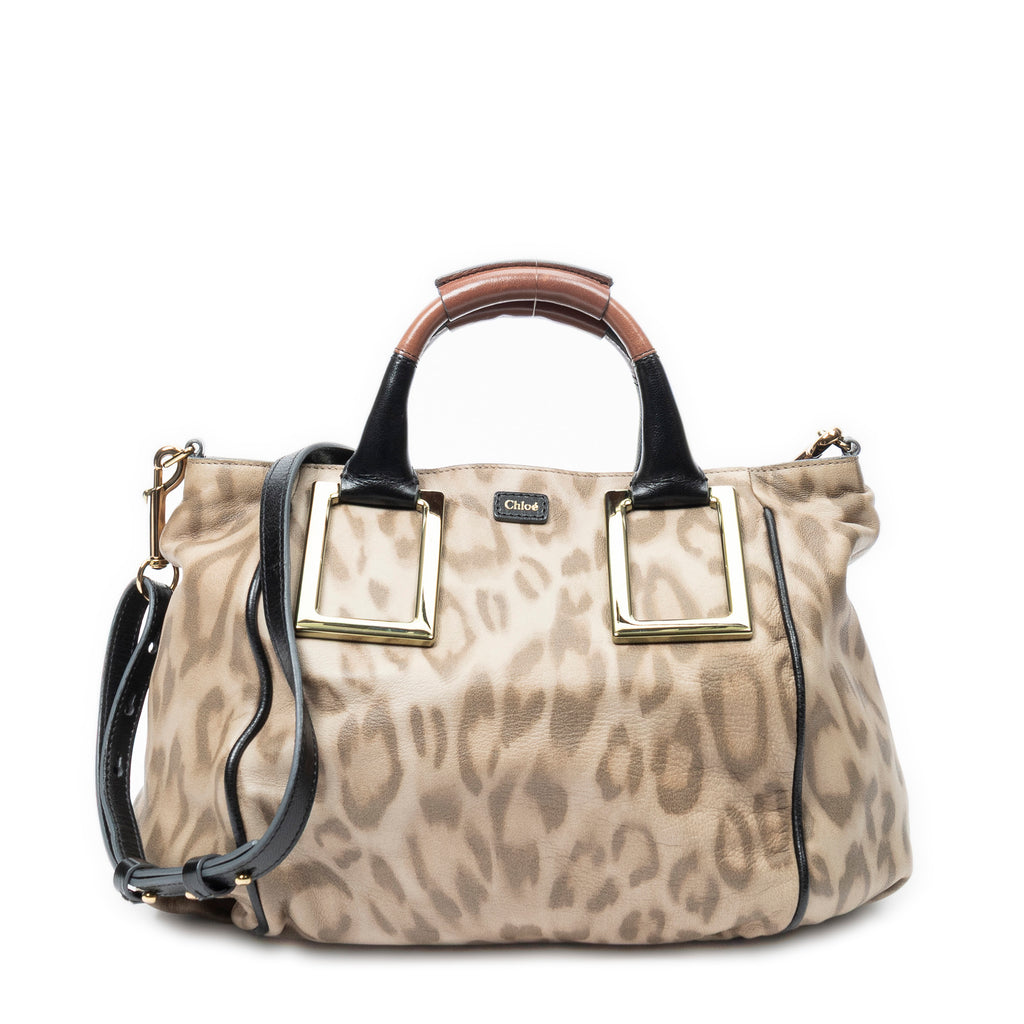 Shoulder Bag Ethel Satchel Beige Leopard Print Leather