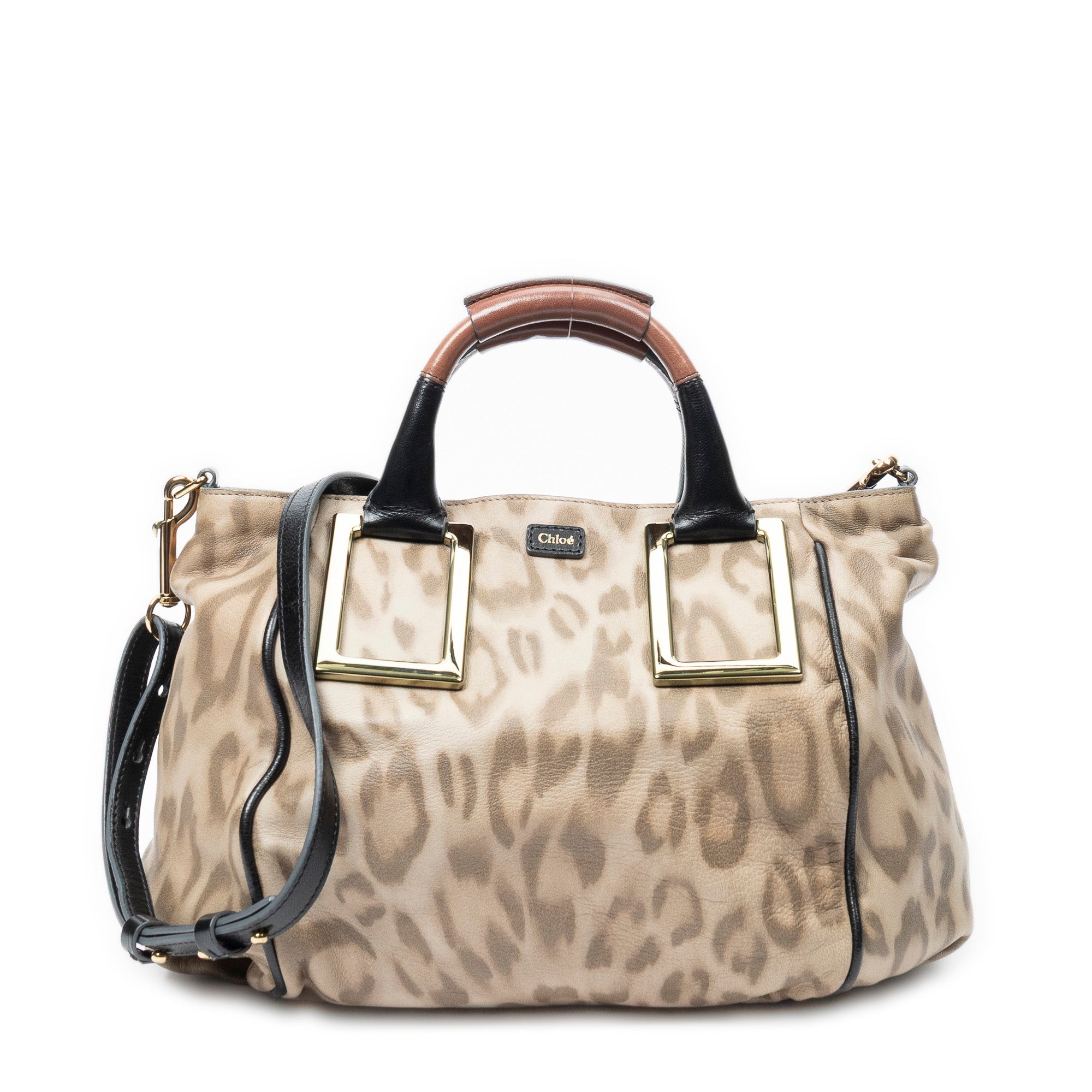 Shoulder Bag Ethel Satchel Beige Leopard Print Leather