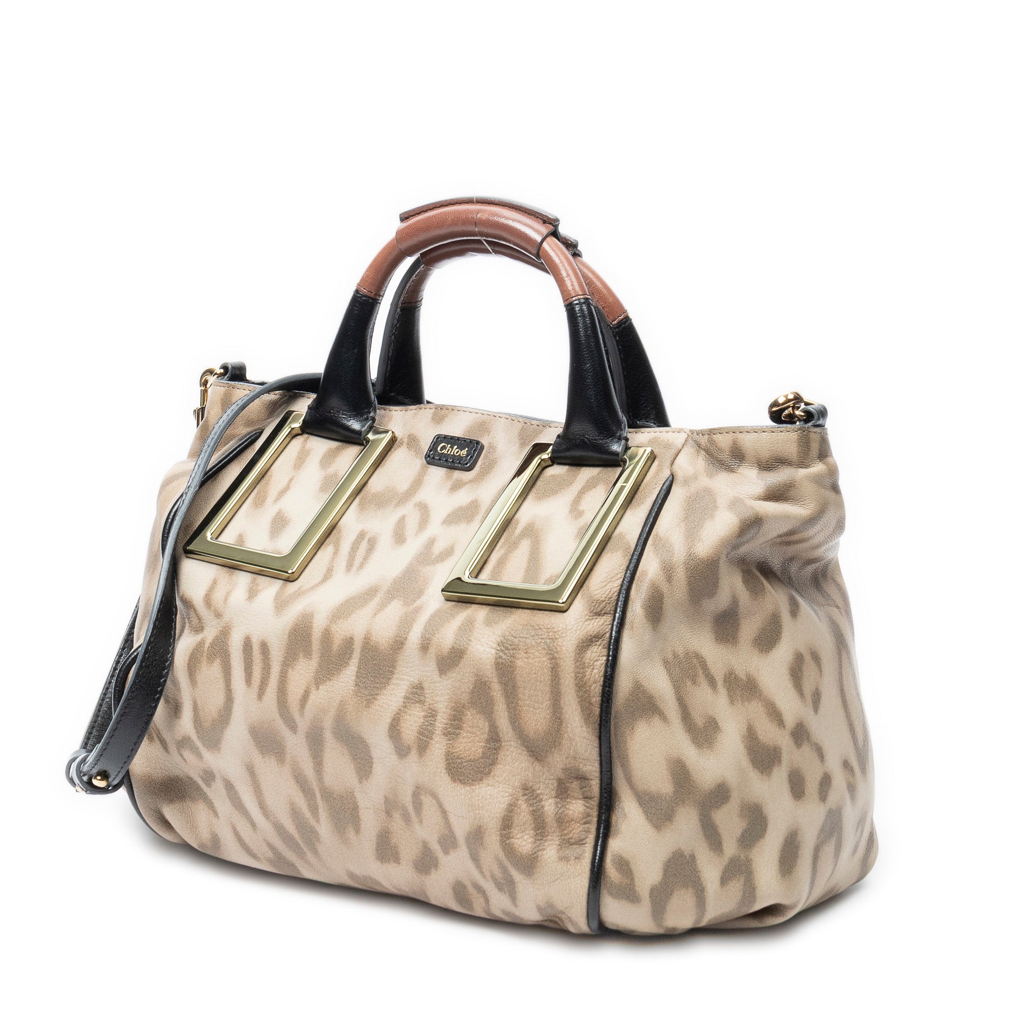Shoulder Bag Ethel Satchel Beige Leopard Print Leather