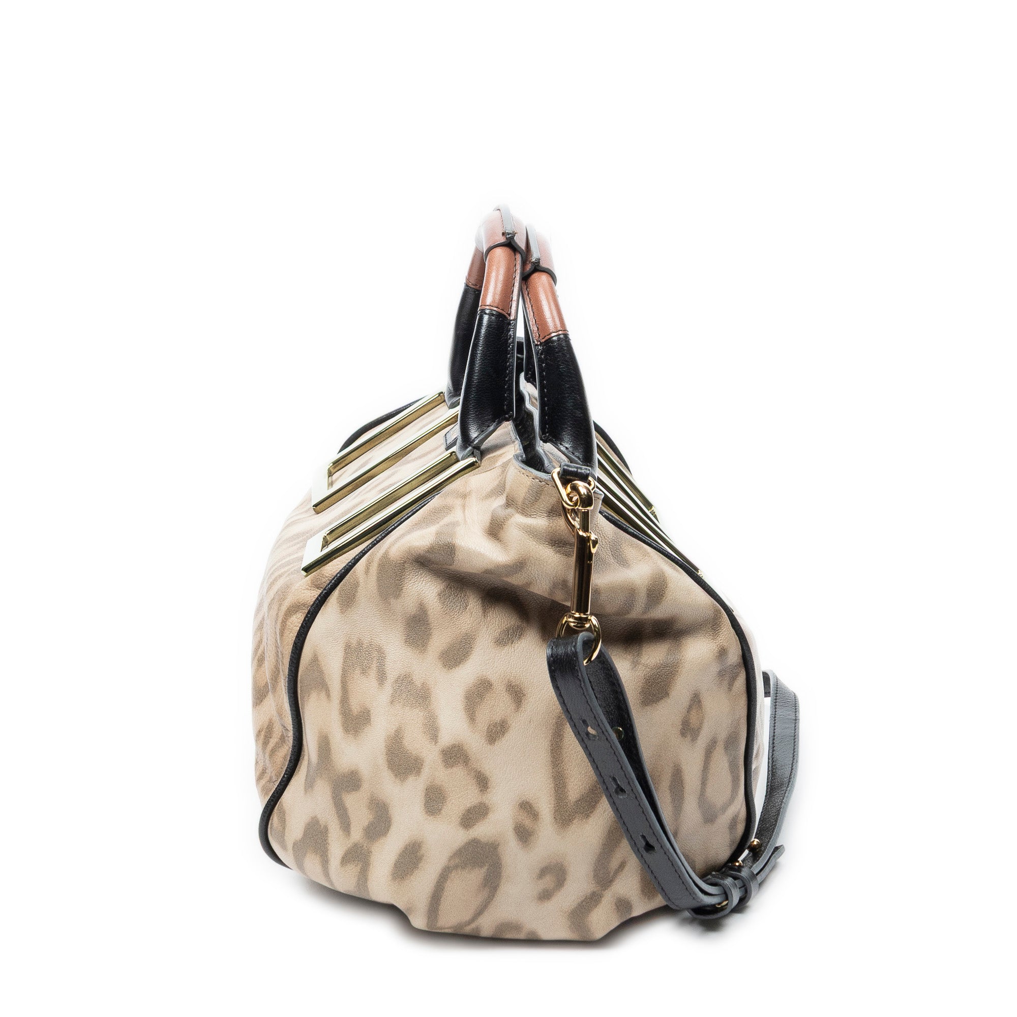 Shoulder Bag Ethel Satchel Beige Leopard Print Leather