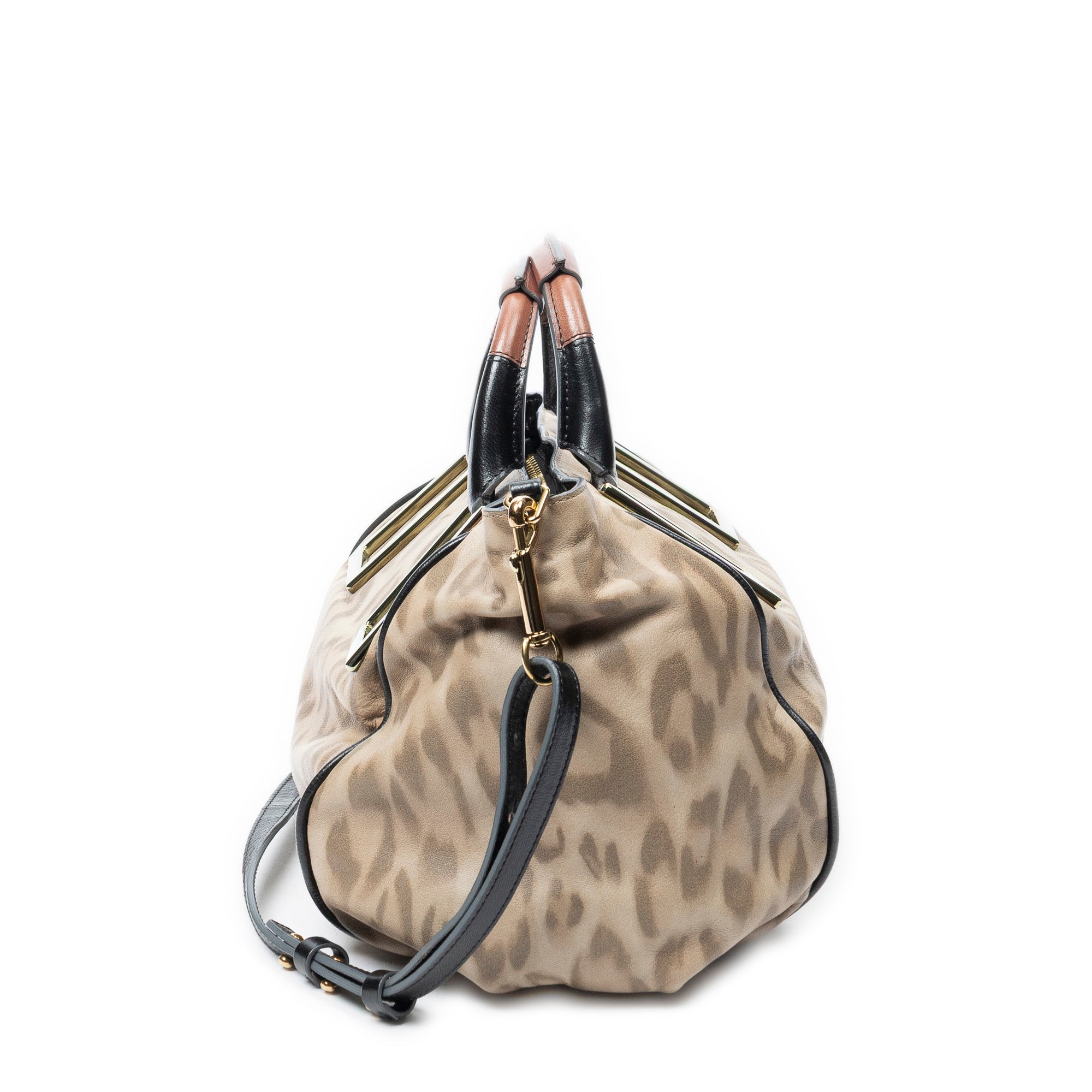 Shoulder Bag Ethel Satchel Beige Leopard Print Leather