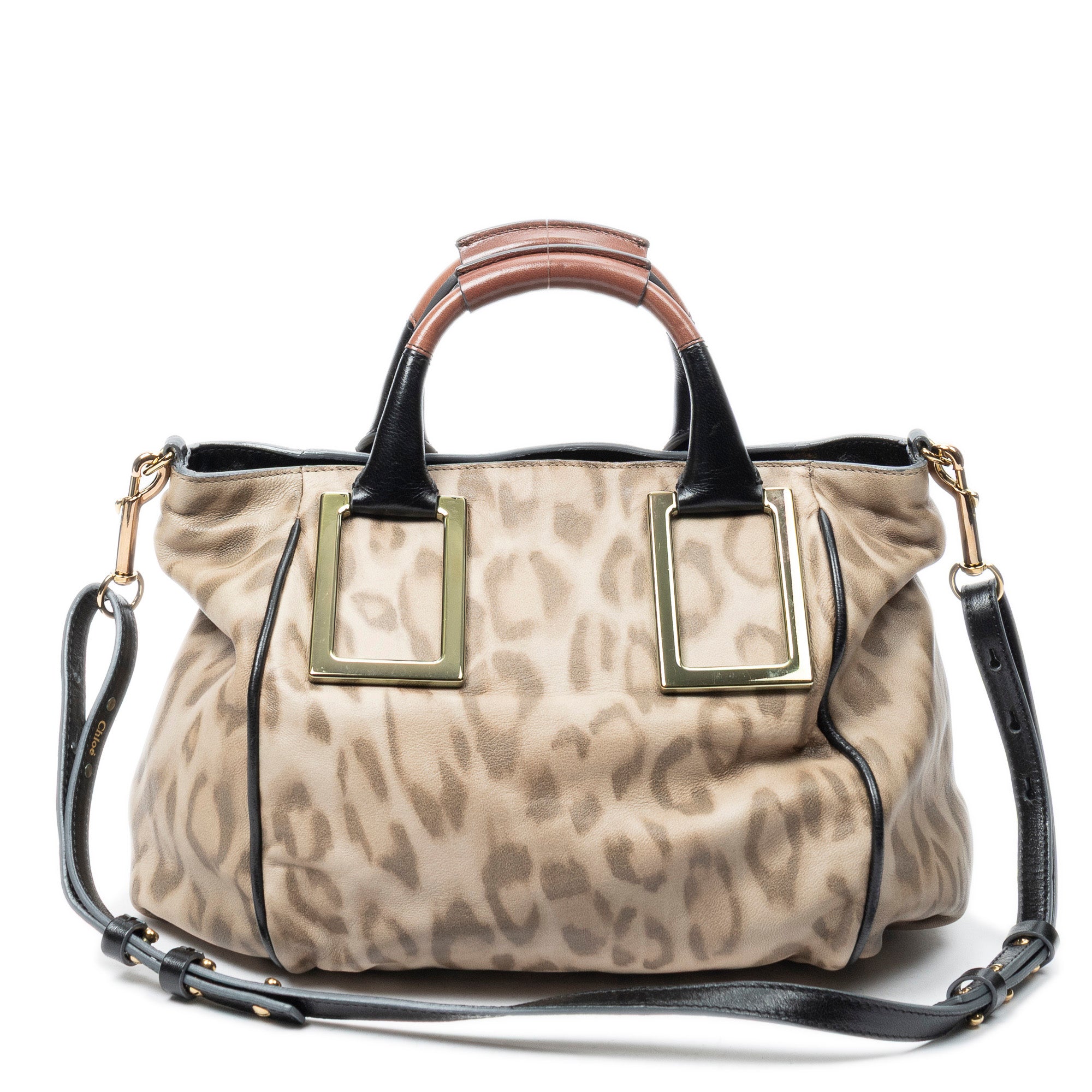 Shoulder Bag Ethel Satchel Beige Leopard Print Leather