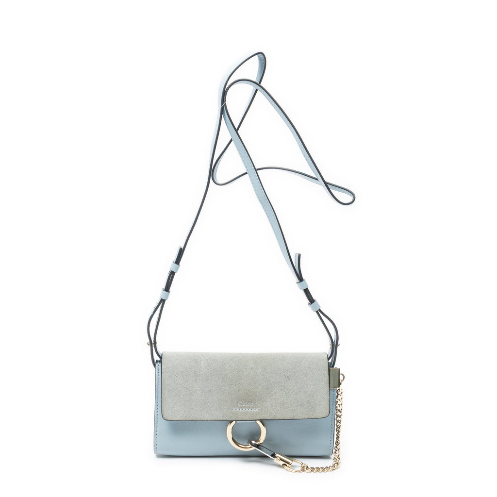 Shoulder Bag Mini Faye Light Blue Calfskin Leather