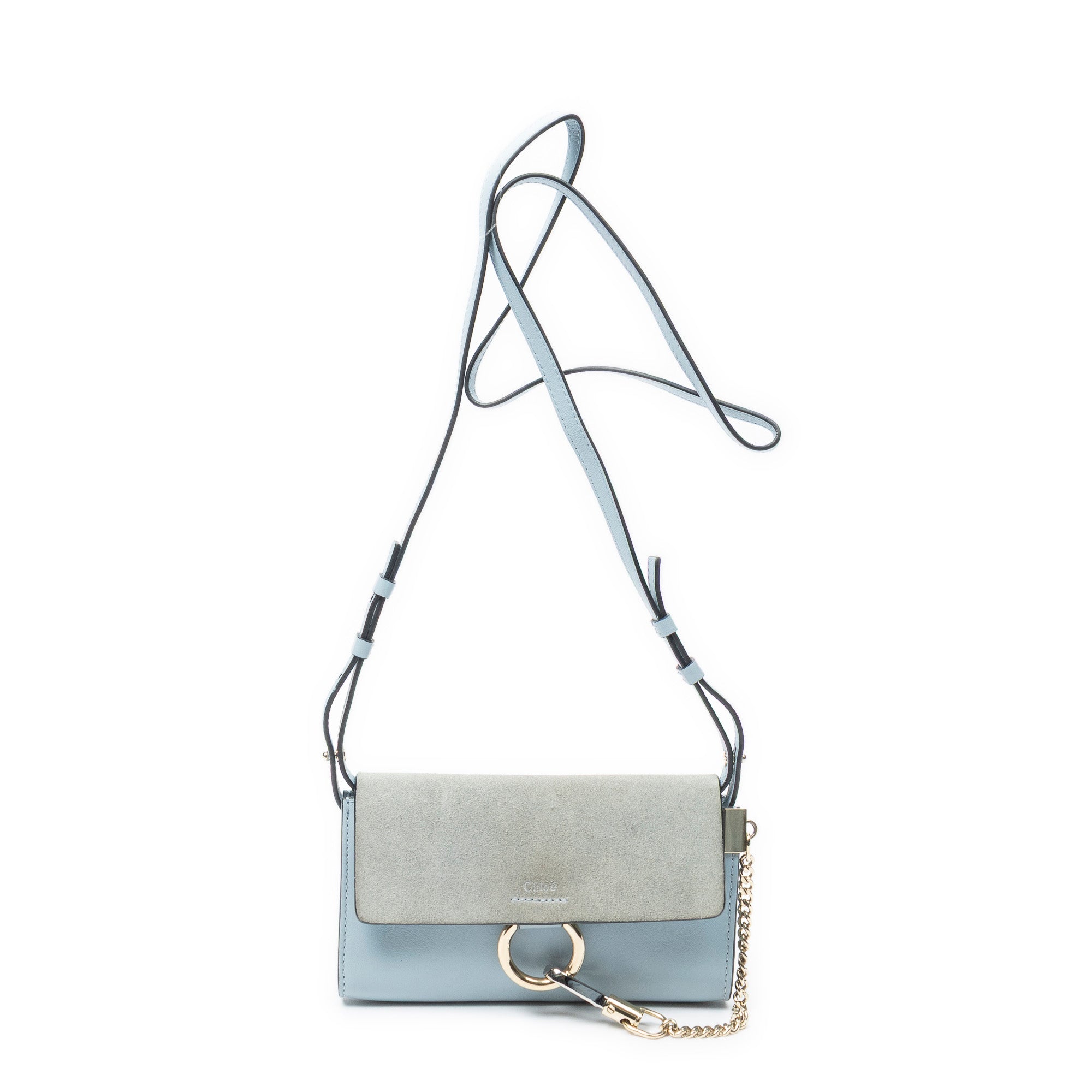 Shoulder Bag Mini Faye Light Blue Calfskin Leather
