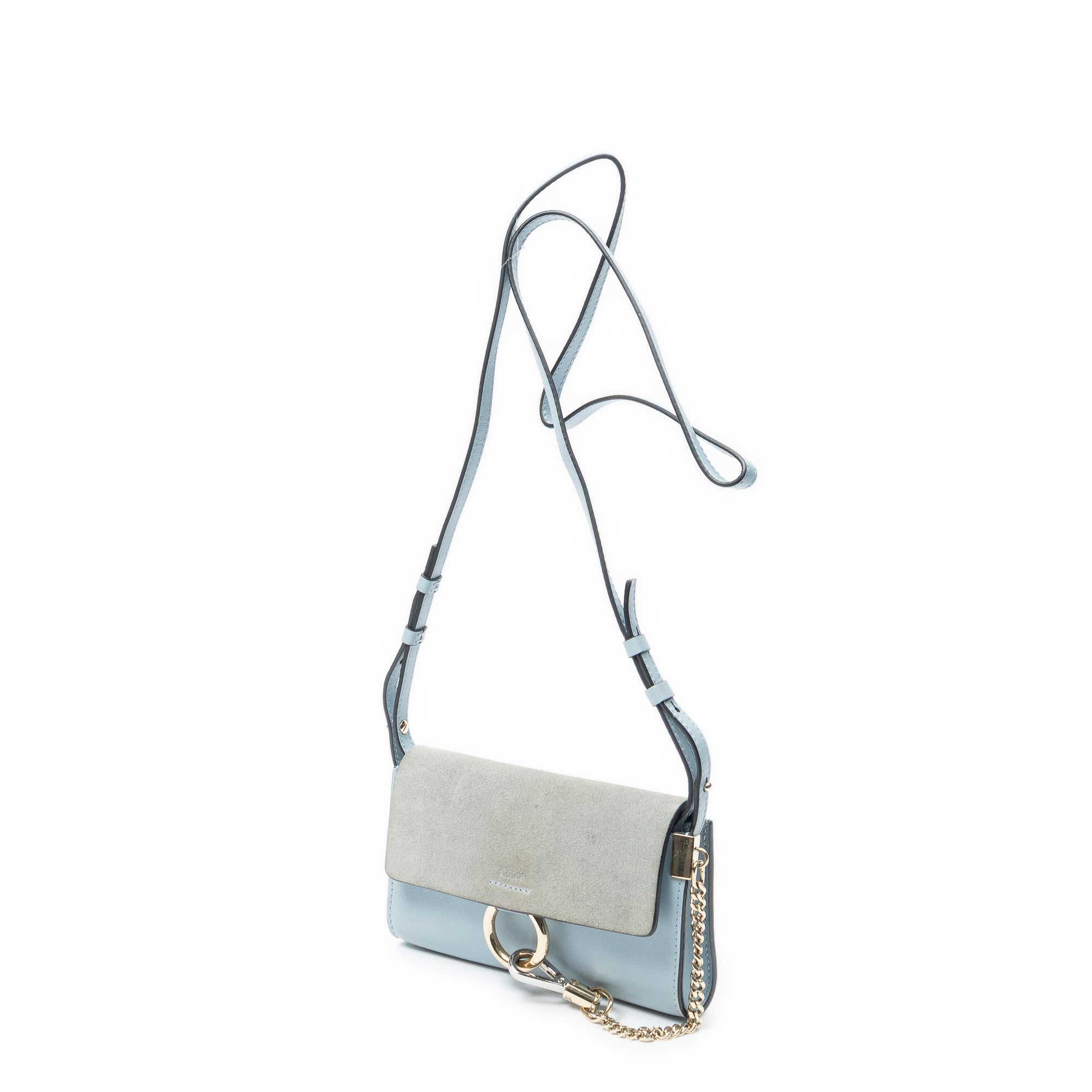 Shoulder Bag Mini Faye Light Blue Calfskin Leather