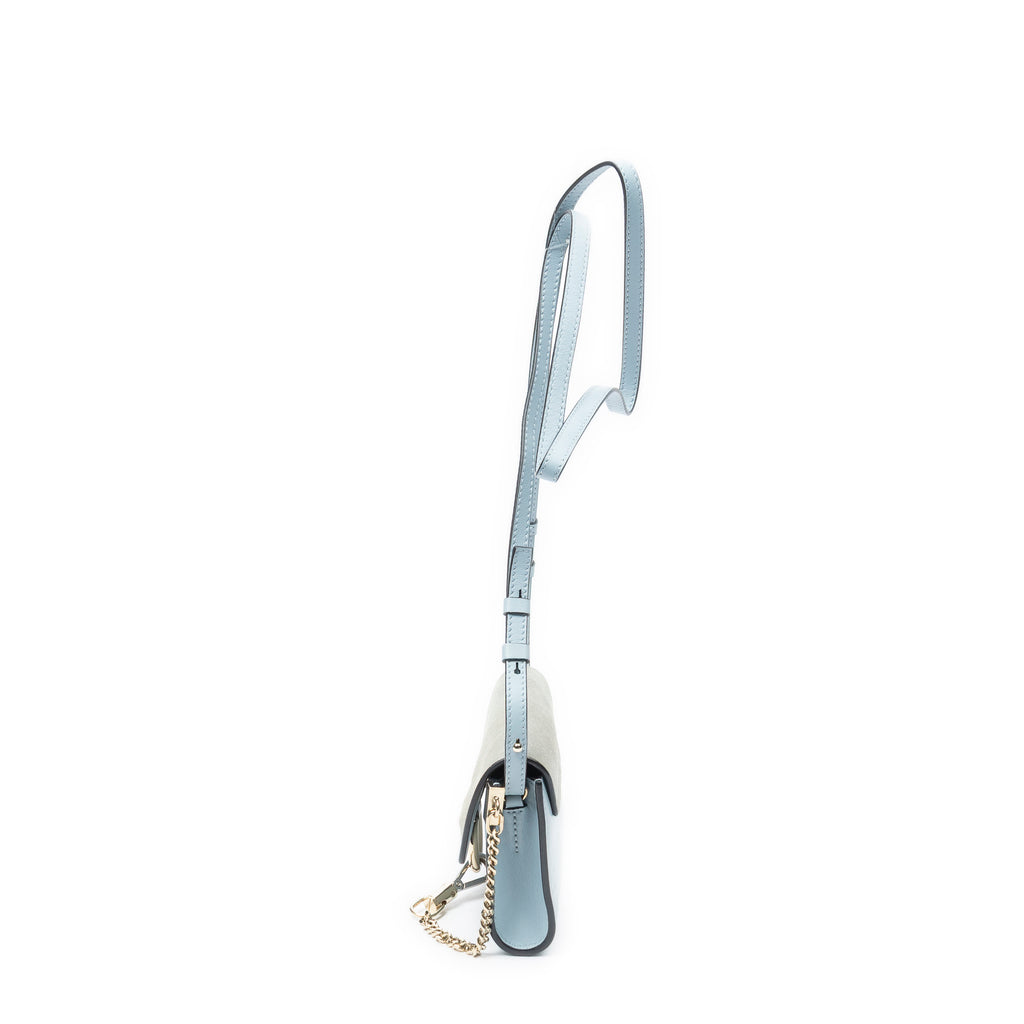 Shoulder Bag Mini Faye Light Blue Calfskin Leather