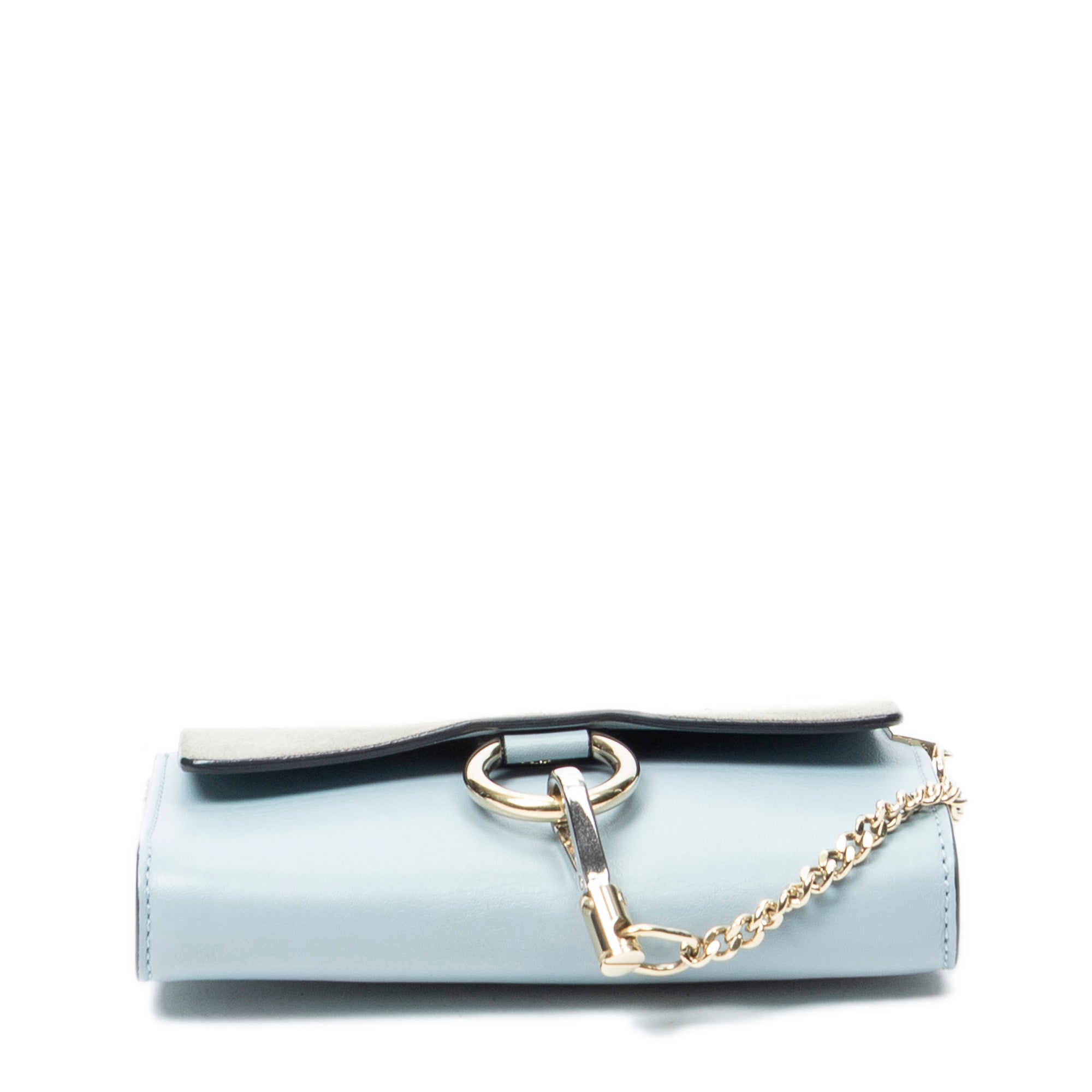 Shoulder Bag Mini Faye Light Blue Calfskin Leather
