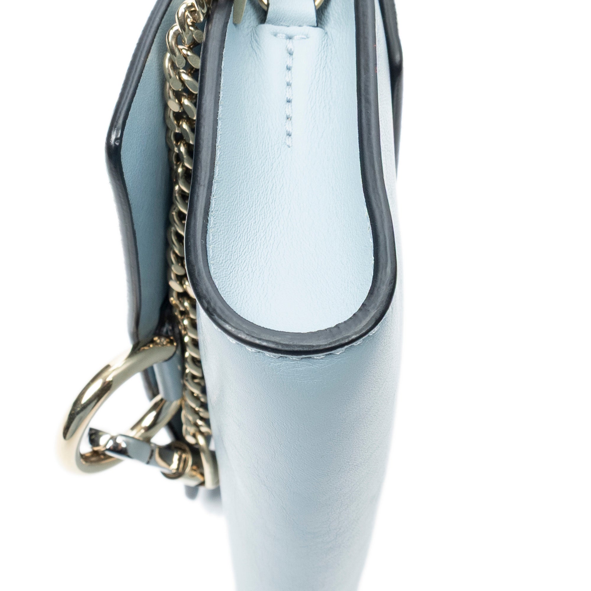 Shoulder Bag Mini Faye Light Blue Calfskin Leather