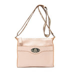 Shoulder Bag Front Pocket Crossbody Pink Selleria Leather