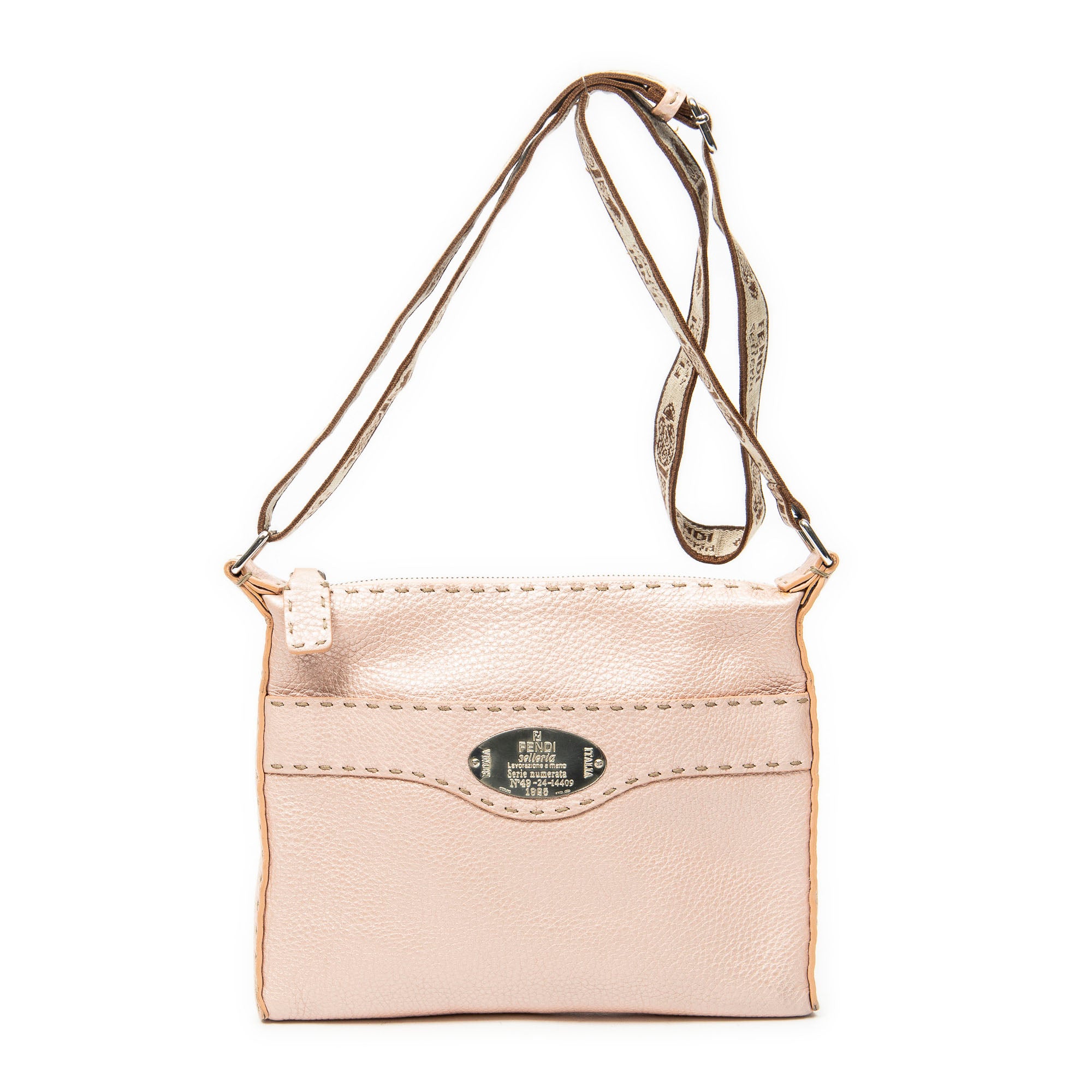 Shoulder Bag Front Pocket Crossbody Pink Selleria Leather