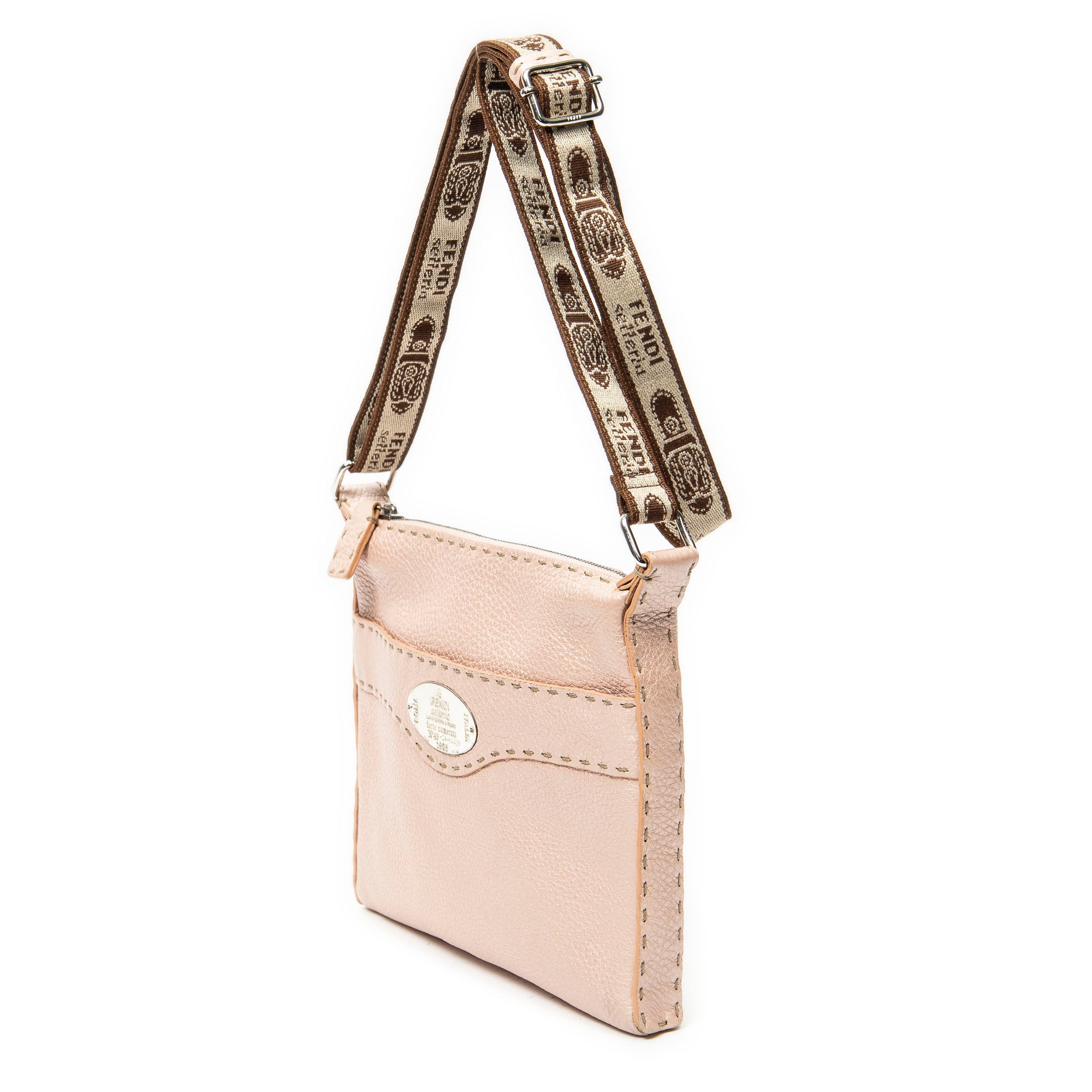 Shoulder Bag Front Pocket Crossbody Pink Selleria Leather