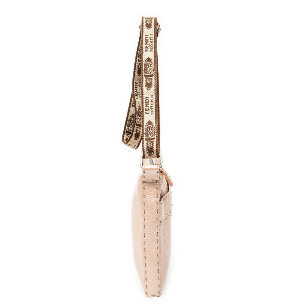 Shoulder Bag Front Pocket Crossbody Pink Selleria Leather
