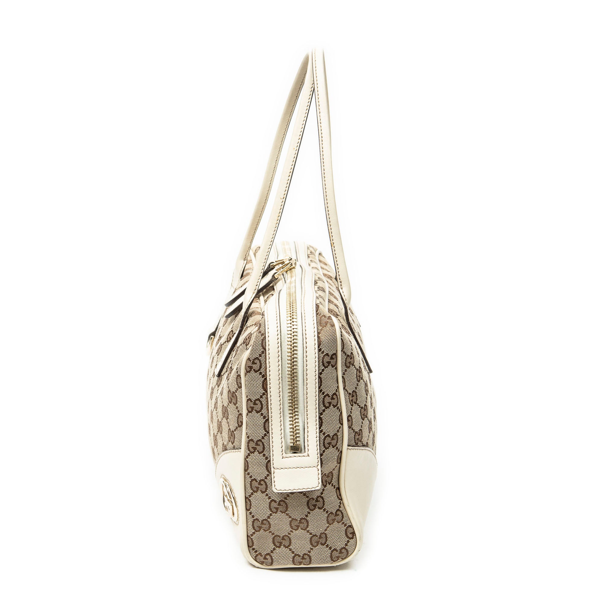 Shoulder Bag Britt Satchel Bag Beige Monogrammed Canvas