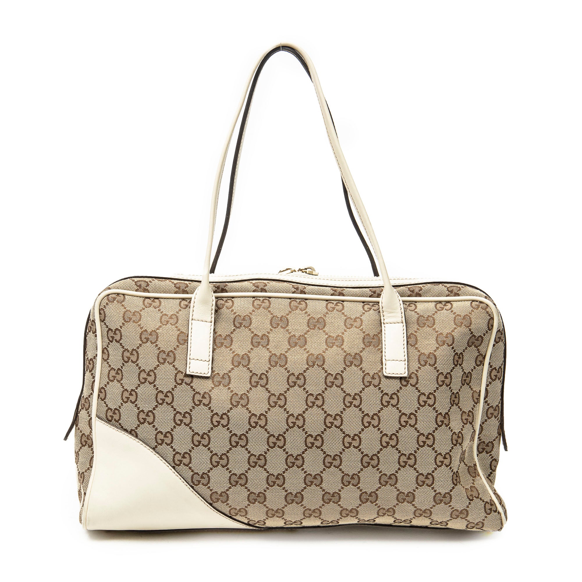Shoulder Bag Britt Satchel Bag Beige Monogrammed Canvas