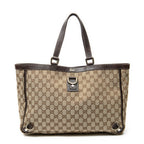 Shoulder Bag Large Abbey D-Ring Tote Beige Monogrammed Canvas