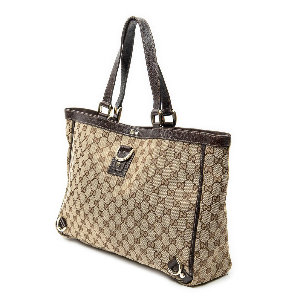 Shoulder Bag Large Abbey D-Ring Tote Beige Monogrammed Canvas