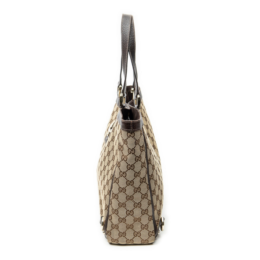 Shoulder Bag Large Abbey D-Ring Tote Beige Monogrammed Canvas