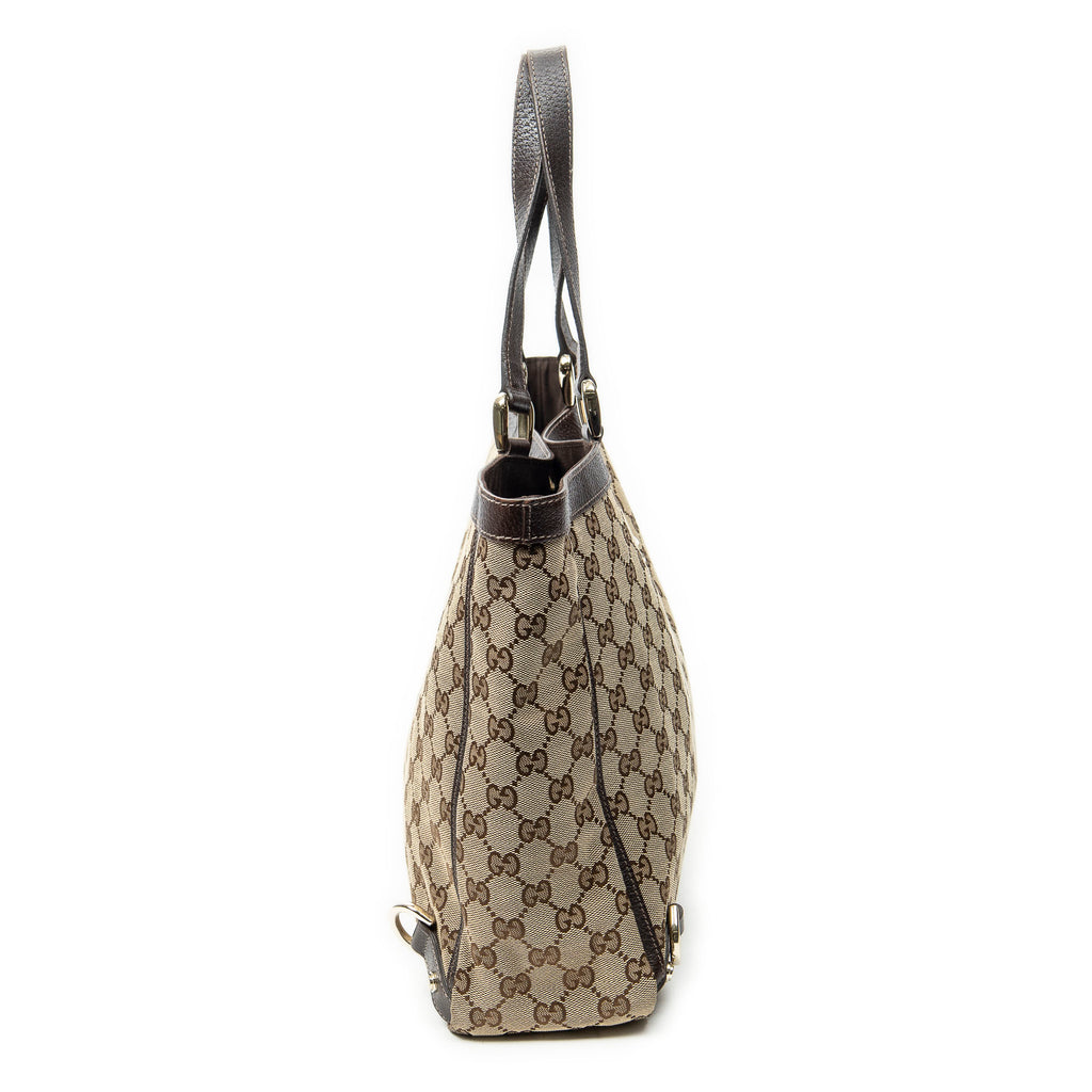 Shoulder Bag Large Abbey D-Ring Tote Beige Monogrammed Canvas