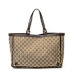 Shoulder Bag Large Abbey D-Ring Tote Beige Monogrammed Canvas