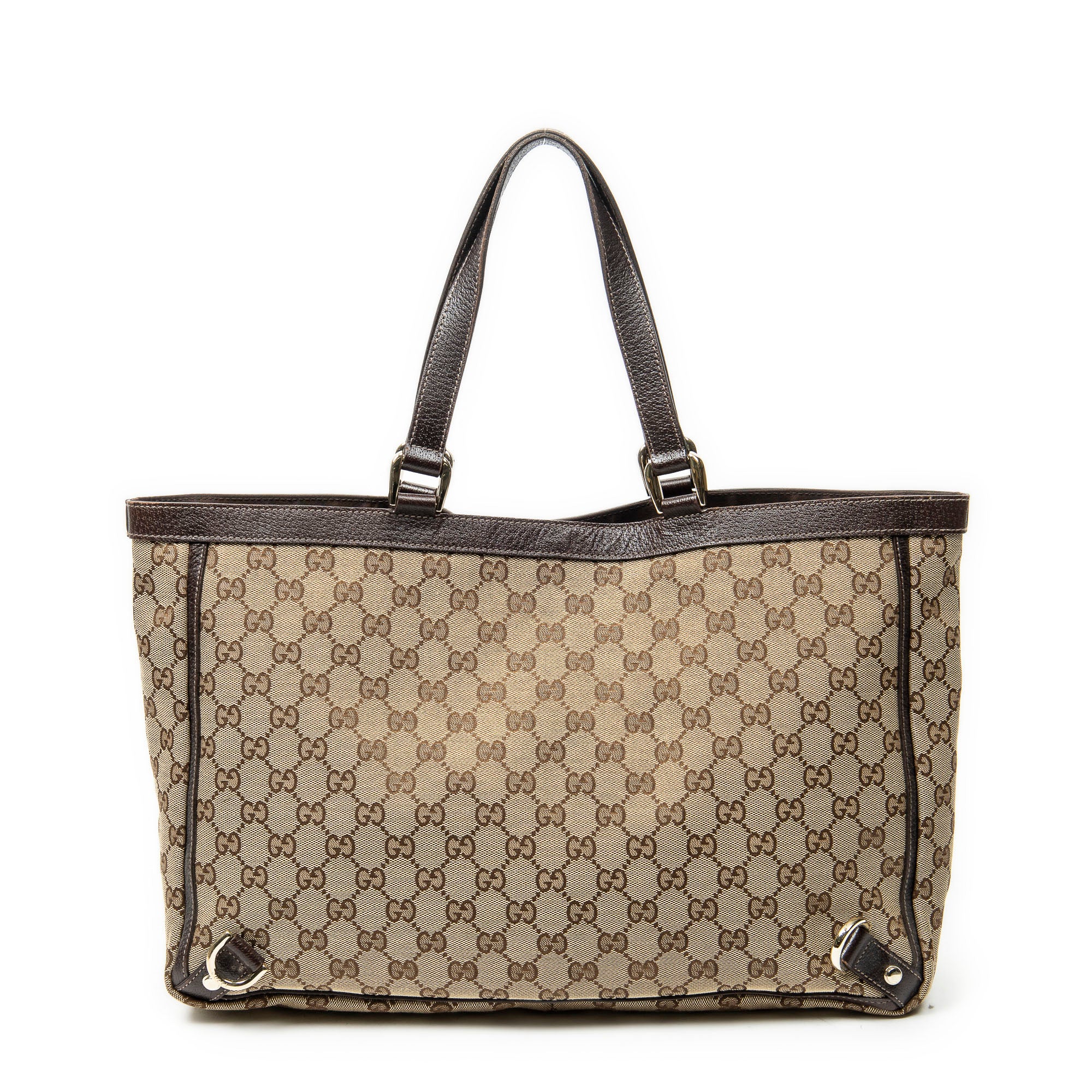 Shoulder Bag Large Abbey D-Ring Tote Beige Monogrammed Canvas