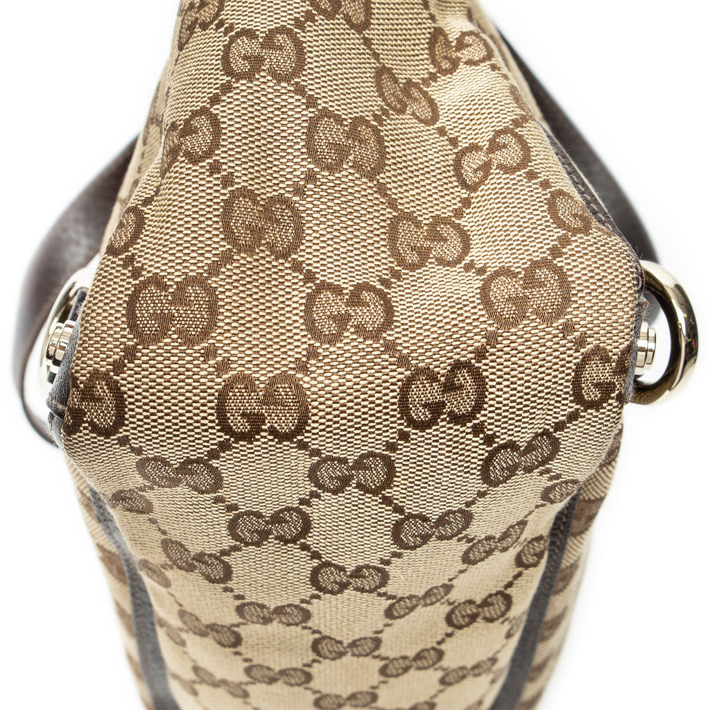 Shoulder Bag Large Abbey D-Ring Tote Beige Monogrammed Canvas