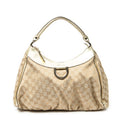 Shoulder Bag Large D-Ring Hobo Beige Monogrammed Canvas