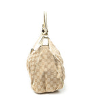 Bolso de Hombro Grande Tipo Hobo con Anilla en D de Lona Monogramada Beige