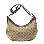 Shoulder Bag Web Halfmoon Messenger Beige Monogrammed Canvas