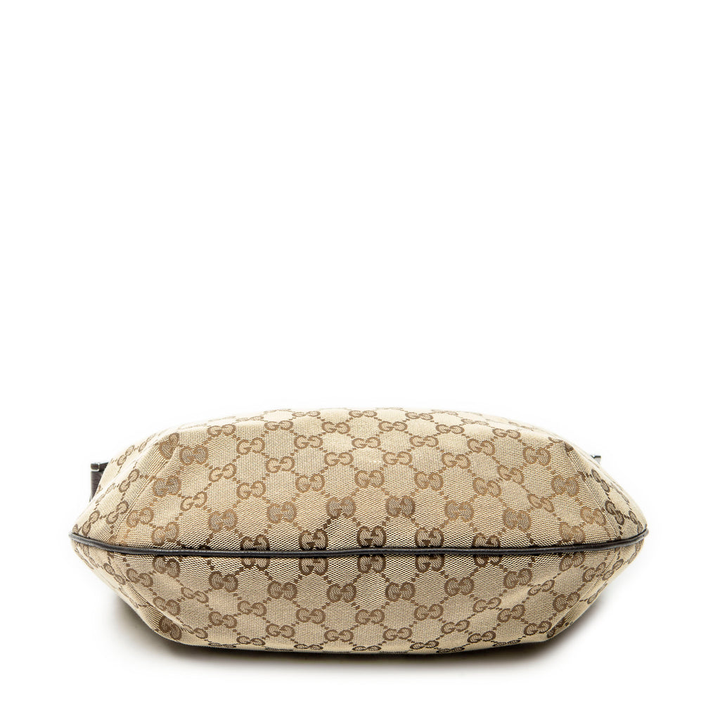 Shoulder Bag Web Halfmoon Messenger Beige Monogrammed Canvas