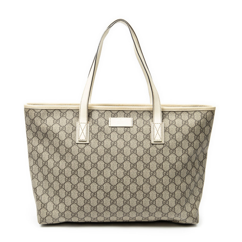 Shoulder Bag Large Zip Shopping Tote Beige Supreme Coated Canvas
